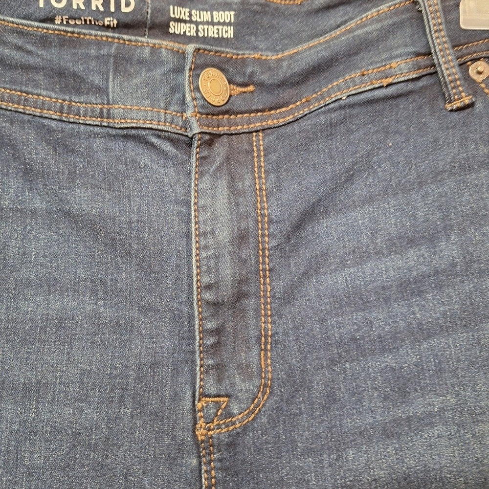 Torrid Luxe Slim Boot Super Stretch Jeans Dark Wash Blue Plus Size Denim - Picture 3 of 13